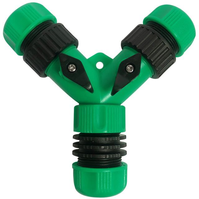 3방향 Y형호스연결구-밸브차단형(녹색)Y형호스연결기