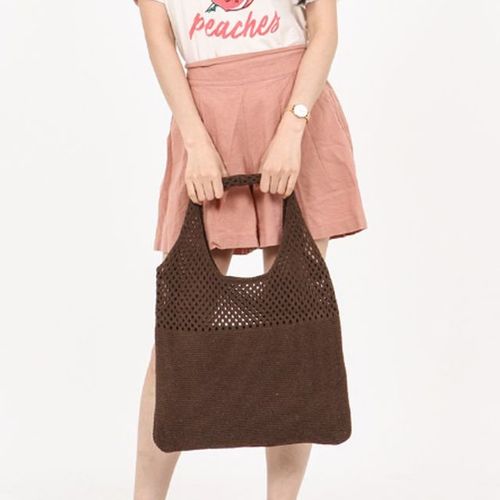 패션 여자 니트 숄더백 그물 토트백 브라운 가방
