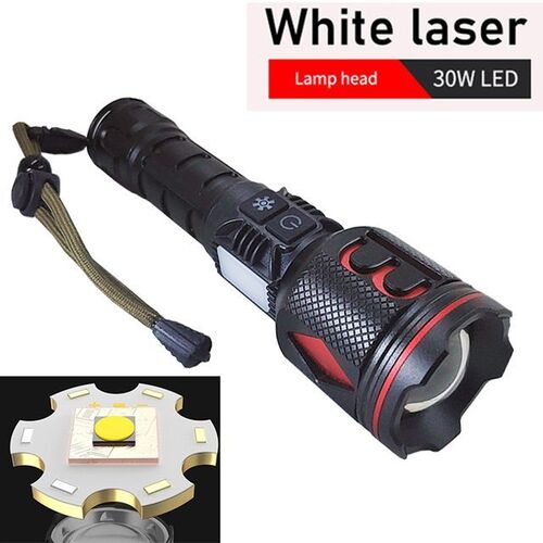 White Laser LED 충전식 야외 줌 랜턴 손전등 후레쉬