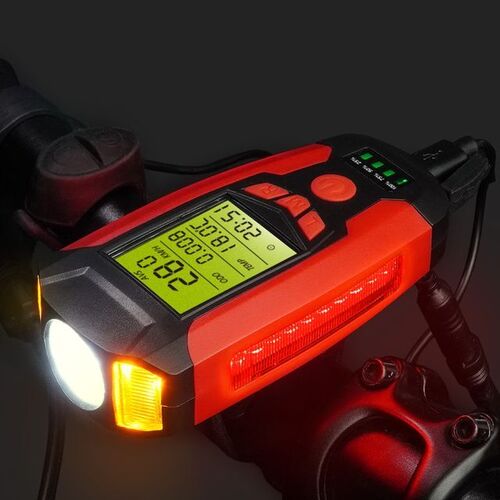 자전거 멀티 라이트 전자벨 속도계 전조등 LED 레드