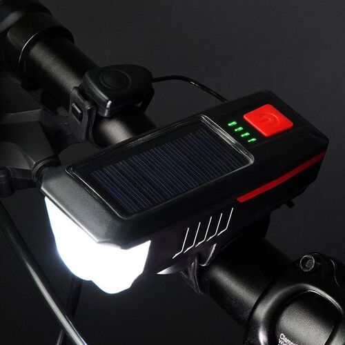 자전거 킥보드 태양광 충전 라이트 전자벨 LED 레드