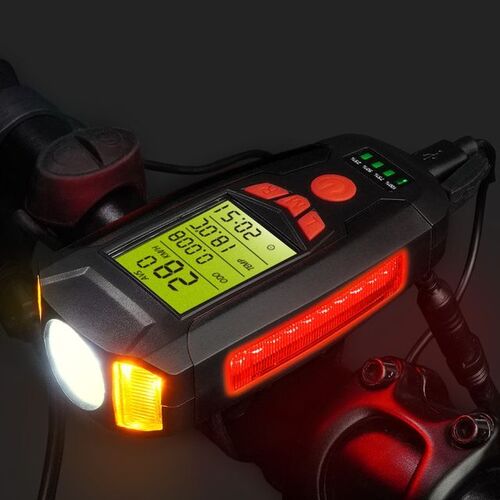 자전거 멀티 라이트 전자벨 속도계 전조등 LED 블랙