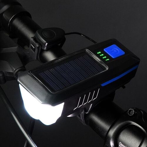 자전거 킥보드 태양광 충전 라이트 전자벨 LED 블루