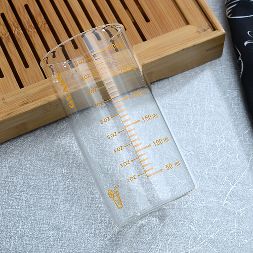 [로하티]눈금패턴 내열 유리컵(350ml) (오렌지)