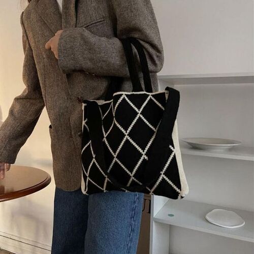 데일리 예쁜 네츄럴 무늬 촘촘한 니트 숄더백 가방