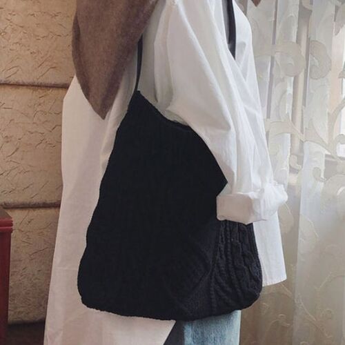 데일리 니트 숄더백 여성 신상 토트백 블랙 가방
