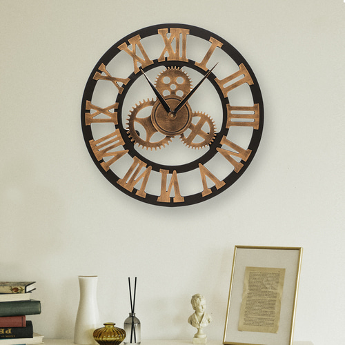 로마숫자 태엽 무소음 벽시계(40cm) 원형 거실벽시계