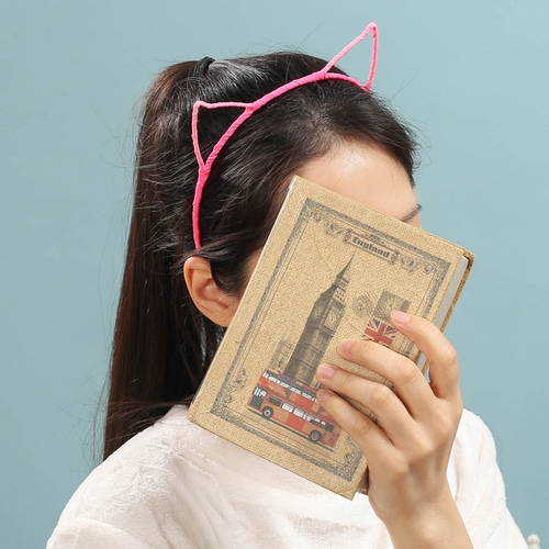 [엔젤슈슈] 반짝이 고양이 귀 헤어밴드 핑크 머리띠