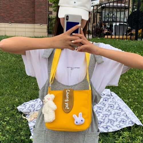 학생 인기 여자 핸드백 캐주얼 숄더백 옐로우 가방