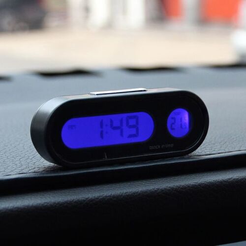 차량 편의용품 차량용 블루 디지털 시계 온도계