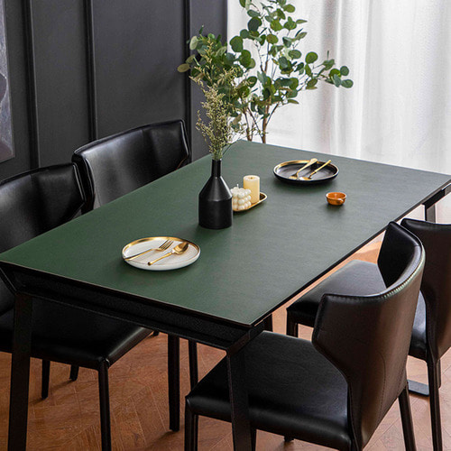 아멜린 양면 테이블 가죽매트(120x60cm) (그린+그레이)