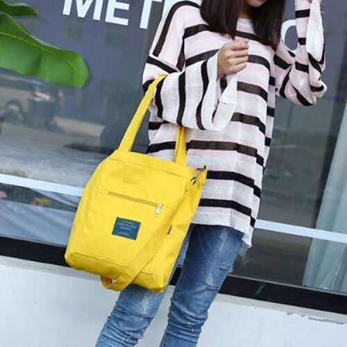 패션 여자 토트백 학생 캔버스 크로스백 옐로우 가방