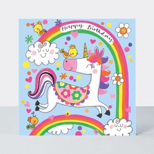 Jigsaw Card Happy Birthday Unicorn Rainbows JIG56