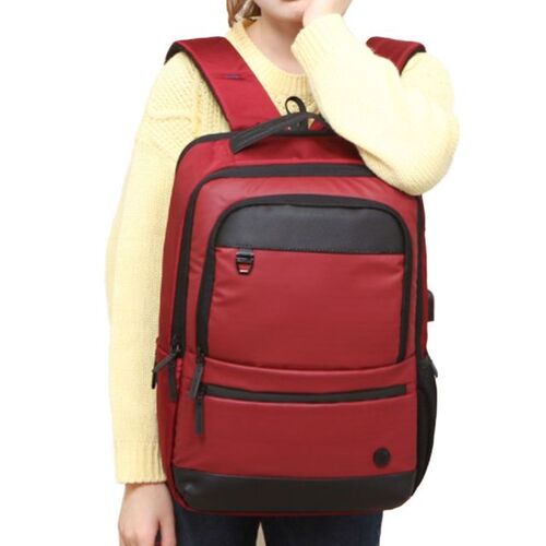 유행 학생 노트북 백팩 USB 포트 책가방 빨간 가방