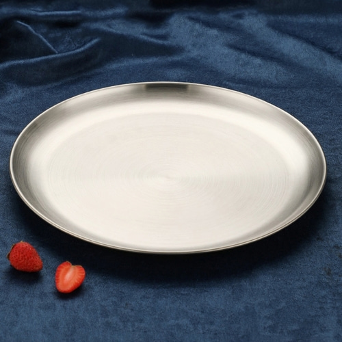 홈인쿡 플랫원형 스텐 접시 4p세트(30cm) (실버) 식기