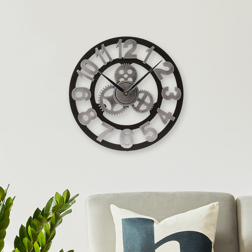 엔티크 태엽 무소음 벽시계(40cm) 레트로 원형벽시계
