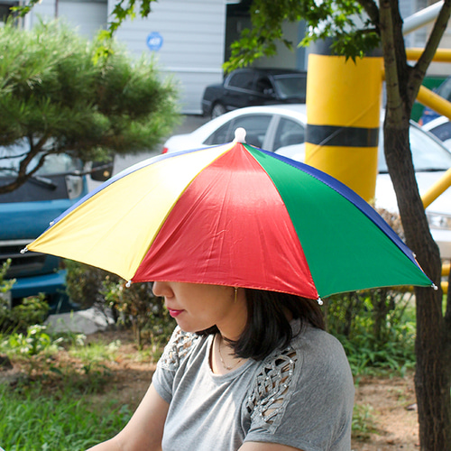 우산형 무지개 모자 밴드형 머리우산