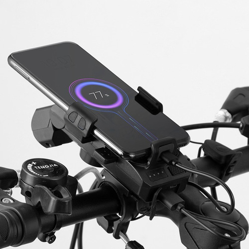 올인원 USB충전 스마트폰 거치 자전거 전조등 경적벨